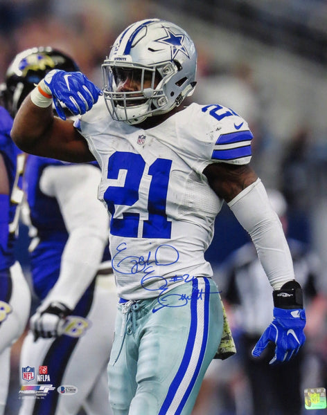 Ezekiel Elliott Autographed Dallas Cowboys Feed Me 16x20 Photo Beckett Witnessed