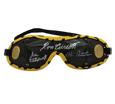 Ron Turcotte, Steve Cauthen & Jean Cruguet Signed Triple Crown Yellow Goggles