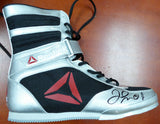 FLOYD MAYWEATHER JR. AUTOGRAPHED REEBOK SILVER BOXING SHOES BECKETT BAS 121801