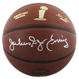 76ers Julius "Dr. J" Erving Signed Wilson Trophy Series Basketball W/ Case BAS W