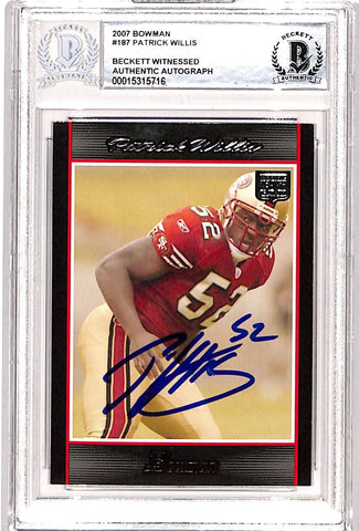 Patrick Willis Autographed/Signed 2007 Bowman #187 Card Beckett 38718
