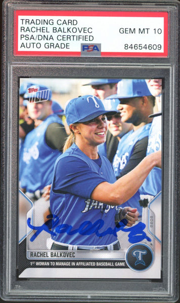 2022 Topps Now MILB1 Rachel Balkovec 1st Female Manager PSA/DNA Auto GEM MINT 10
