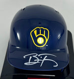 Brewers Infielder BRICE TURANG Signed Rawlings BLUE Mini Helmet AUTO - BAS