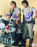 Erik Estrada Larry Wilcox Signed 8x10 CHIPS Yellow Background Photo BAS ITP