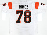 Anthony Munoz Autographed White Pro Style Jersey HOF - Prova *Silver
