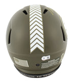 Steelers T.J. Watt Signed Salute To Service F/S Speed Proline Helmet BAS Wit