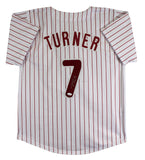 Trea Turner Authentic Signed White Pinstripe Pro Style Jersey Autographed JSA