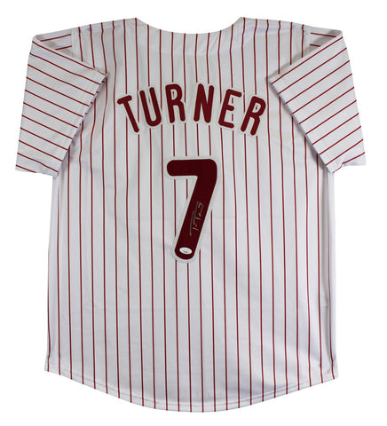 Trea Turner Authentic Signed White Pinstripe Pro Style Jersey Autographed JSA