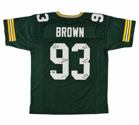 Gilbert Brown Signed Green Bay Custom Green Jersey - 5 Inscriptions -Madden