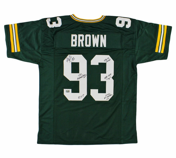 Gilbert Brown Signed Green Bay Custom Green Jersey - 5 Inscriptions -Madden