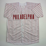 Autographed/Signed Cristopher Sanchez Philadelphia Pinstripe Jersey Beckett COA