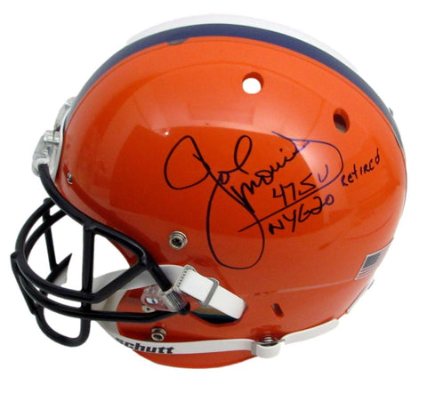 Joe Morris Syracuse Signed/Inscr Orange Full Size Authentic Helmet JSA 200956
