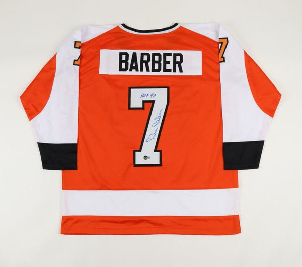 Bill Barber Signed Philadelphia Flyers Jersey Inscribed "HOF 90" (Beckett) 2xCup