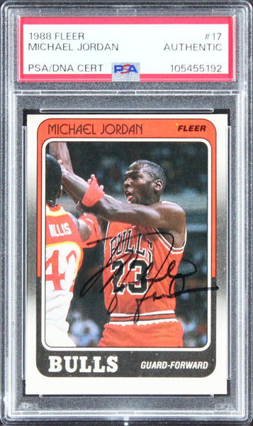 Bulls Michael Jordan Authentic Signed 1988 Fleer #17 Card PSA/DNA Slabbed
