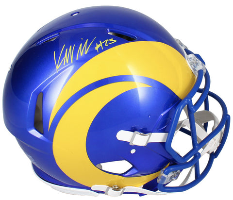 Kyren Williams Autographed (In Yellow) Rams Authentic Speed Helmet Beckett