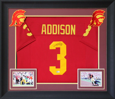 USC Jordan Addison Authentic Signed Maroon Pro Style Framed Jersey BAS Witnessed