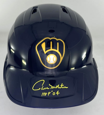 Brewers PAUL MOLITOR Signed Full Size Milwaukee Rawlings BLUE Helmet AUTO - BAS