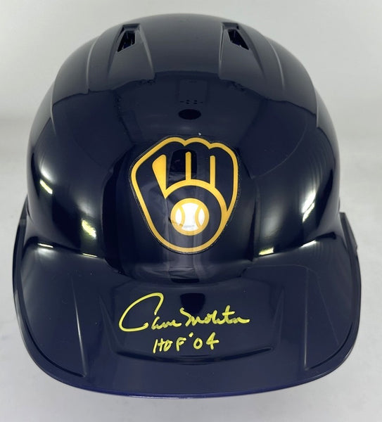 Brewers PAUL MOLITOR Signed Full Size Milwaukee Rawlings BLUE Helmet AUTO - BAS