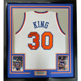 Framed Autographed/Signed Bernard King 35x39 New York White Jersey BAS COA