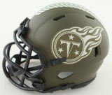 Tyjae Spears Signed Tennessee Titan Salute / Service Speed Mini Helmet (JSA COA)