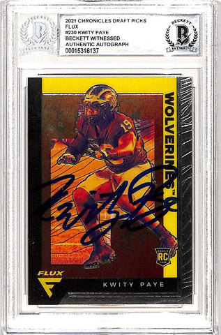 Kwity Paye Signed Chronicles Flux 2021 #230 Trading Card Slabbed Beckett 38930