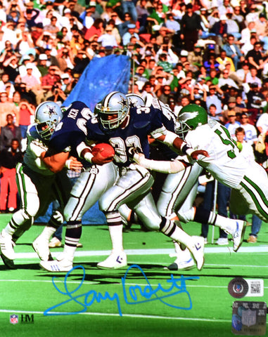 Tony Dorsett Signed Cowboys 8x10 Running V. Eagles Photo-Beckett W Holo *Lt.Blue
