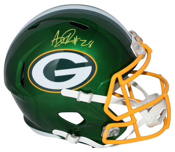 AJ DILLON SIGNED GREEN BAY PACKERS FULL SIZE SPEED FLASH HELMET BECKETT