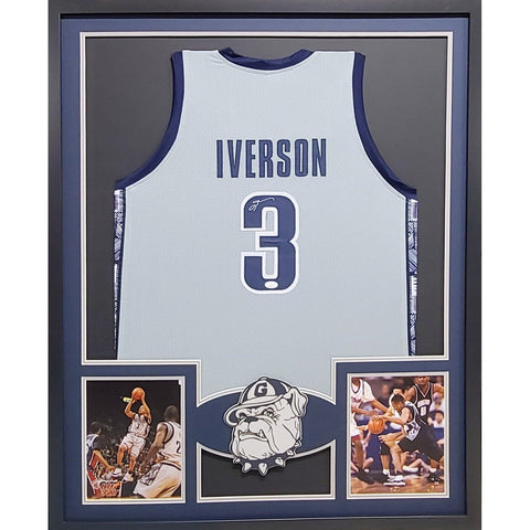 Allen Iverson Autographed Framed Georgetown 76ers Jersey
