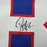 Framed Autographed/Signed Don Beebe 35x39 Buffalo Blue Football Jersey JSA COA
