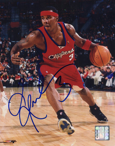 Quentin Richardson Signed Clippers Red Jersey Dribbling 8x10 Photo - (SS COA)
