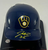 Brewers Pitcher JACOB MISIOROWSKI Signed Rawlings BLUE Mini Helmet AUTO - Prova