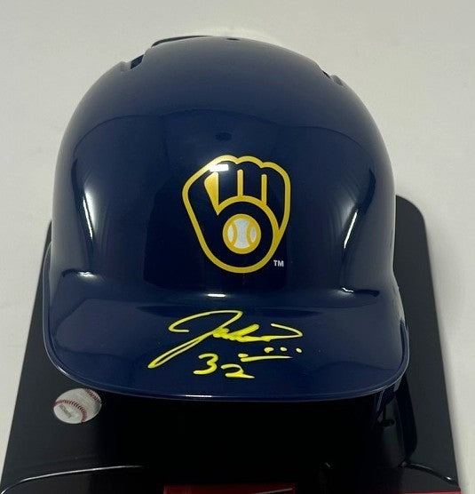 Brewers Pitcher JACOB MISIOROWSKI Signed Rawlings BLUE Mini Helmet AUTO - Prova