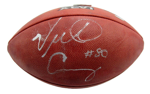 Victor Cruz Signed Super Bowl XLVI Logo Football Leather Game Ball Steiner 08865