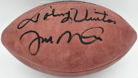 Johnny Unitas & Joe Montana Autographed NFL Leather Game Football Beckett A75810
