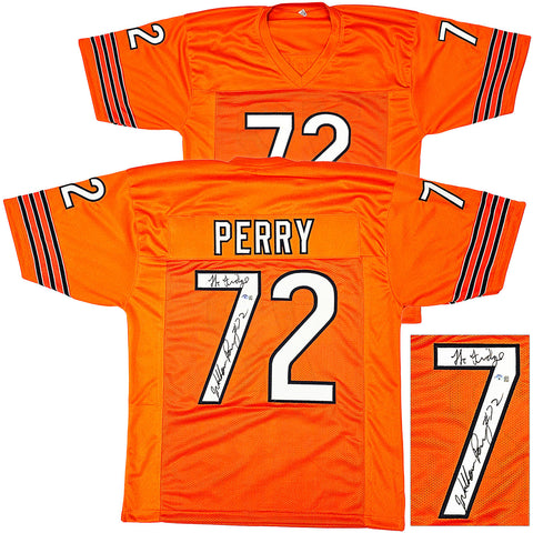 BEARS WILLIAM PERRY AUTOGRAPHED ORANGE JERSEY THE FRIDGE BECKETT WITNESS 220901