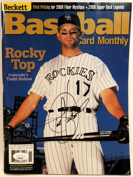 Todd Helton Autographed Baseball Card Monthly Magazine JSA COA