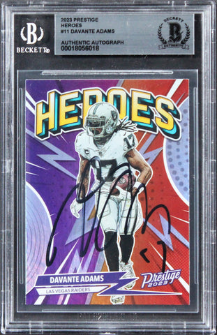 Raiders Davante Adams Authentic Signed 2023 Prestige Heroes #11 Card BAS Slabbed