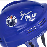 ZACH HYMAN Autographed Edmonton Oilers Mini Sportstar Blue Helmet FANATICS