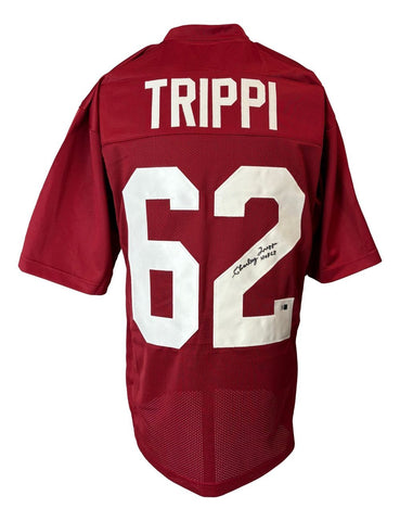 Charley Trippi Chicago Signed Red Football Jersey HOF 68 Sports Integrity