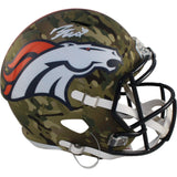 Bo Nix Autographed/Signed Denver Broncos F/S Camo Helmet Beckett Witness 55111