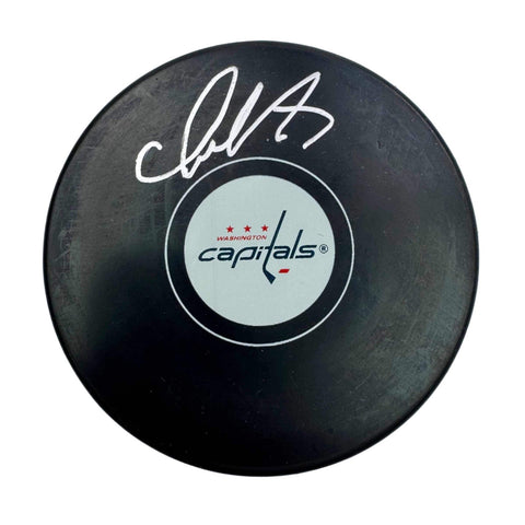 Autographed/Signed Alexander Alex Ovechkin Logo Hockey Puck Fanatics COA