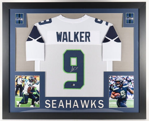 Kenneth Walker III Signed Seattle Seahawks 35"x43" Framed Jersey (Beckett)