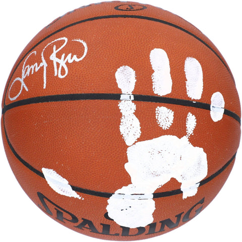 Larry Bird Celtics Signed Official Game Basketball with White Acrylic Hand Print