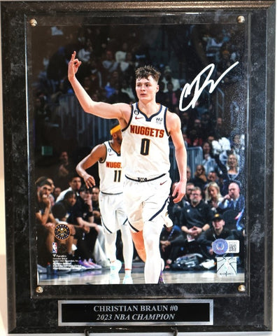 Christian Braun Autographed Denver Nuggets 8x10 Photo w/Plaque - Beckett COA