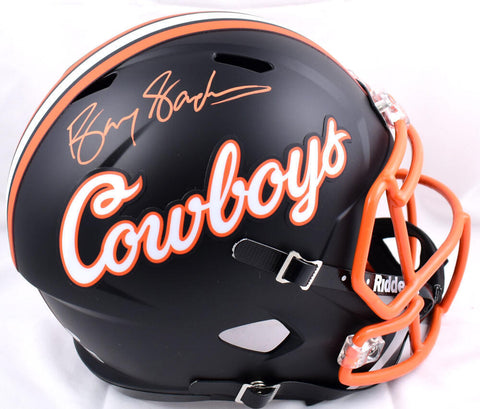 Barry Sanders Signed Ok. State Cowboys F/S Black Speed Helmet-Beckett W Hologram