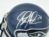Steve Hutchinson Autographed Seahawks Blue Mini Helmet Beckett QR #BS30343