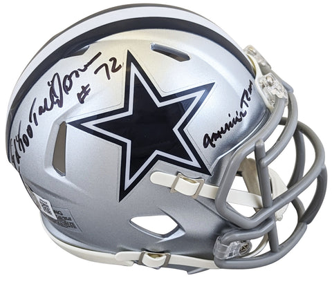 Cowboys Ed "Too Tall" Jones "America's Team" Signed Speed Mini Helmet BAS Wit