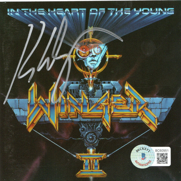 Kip Winger Signed Winger In The Heart Of The Young CD Cover With Disc Beckett