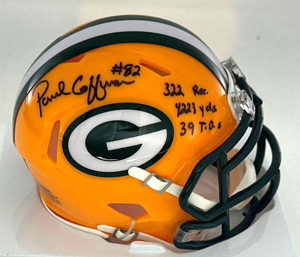 Packers PAUL COFFMAN Signed Riddell Speed Mini Helmet AUTO W/ Career Stats BAS