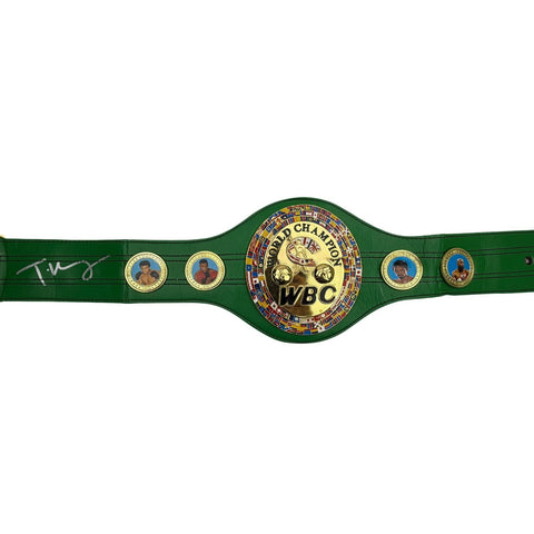 Autographed/Signed Tyson Fury WBC Green Boxing Replica Title Belt JSA COA